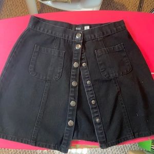 Black denim skirt
